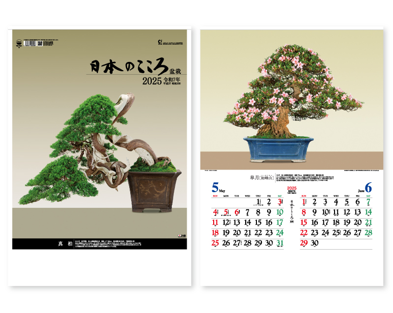 2025年 TD-721 日本のこころ(盆栽)【壁掛けカレンダー】【名入れ印刷 無印50部から】-1