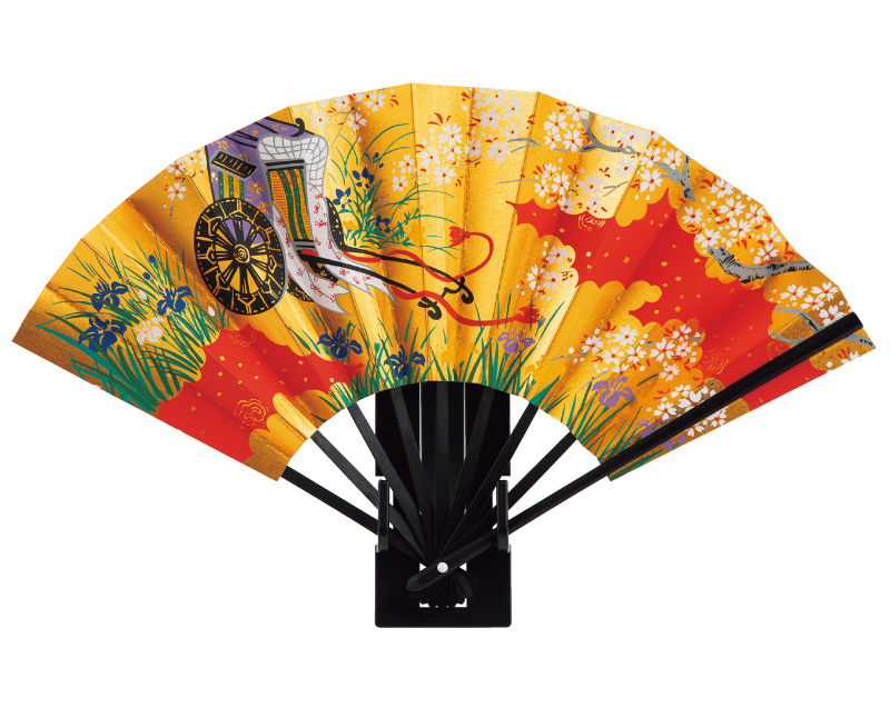 FU-953 金箔地黒骨 御所車 7.5寸 金地飾り扇子【扇子 小売1本から】-1