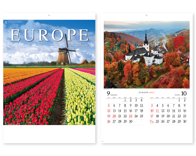 2027年 NK-28 ヨーロッパ【壁掛けカレンダー】【名入れ印刷 無印50部から】