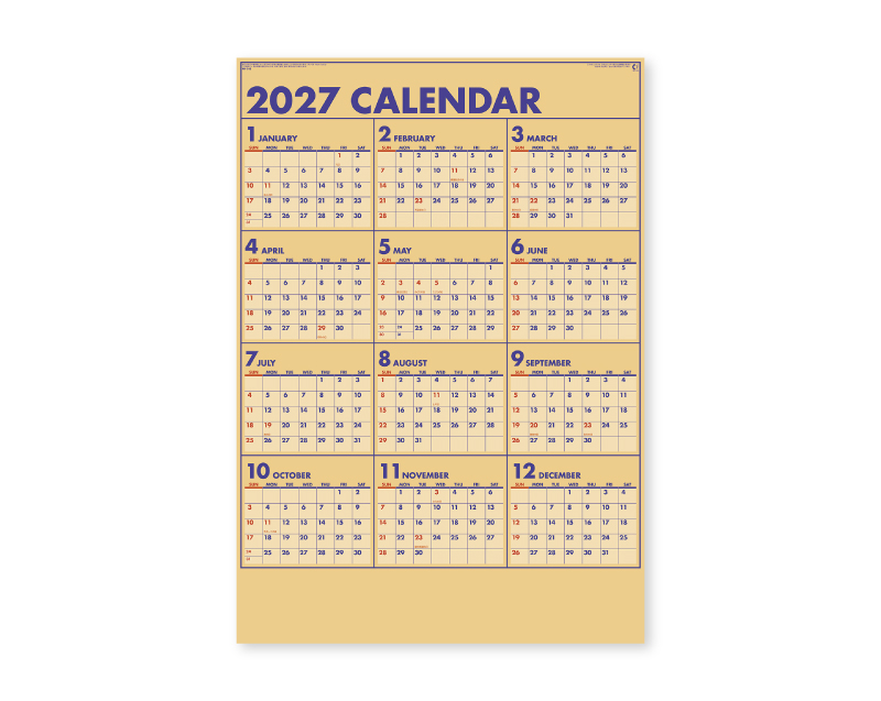 2027年 NK-345 クラフトプラン【年表カレンダー】【名入れ印刷 無印50部から】