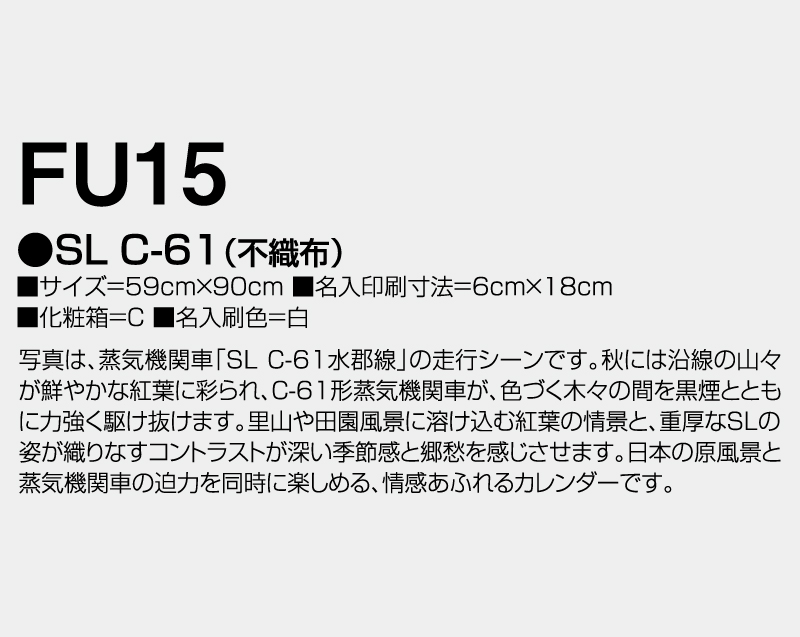 2027年 FU-15 SL CL-61(不織布)【壁掛けカレンダー不織布年表】【名入れ印刷 無印50部から】-3