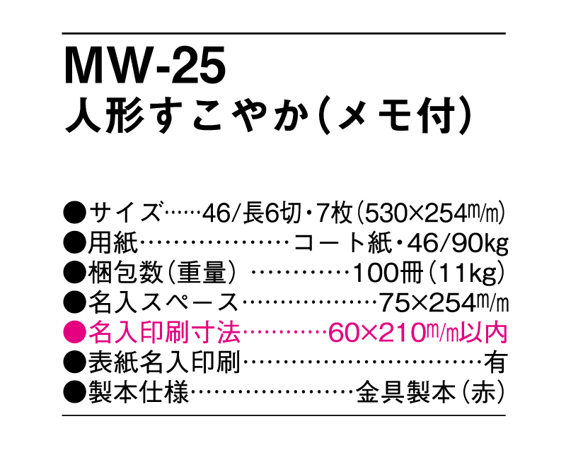 MW-25 人形すこやか(メモ付)【メーカー撤退につき代替え品提案いたします】-3