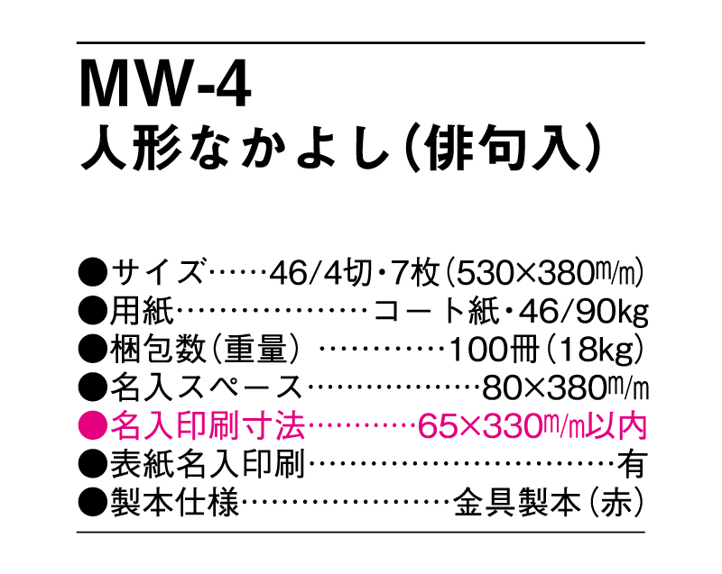 MW-4 人形なかよし(俳句入)【メーカー撤退につき代替え品提案いたします】-3