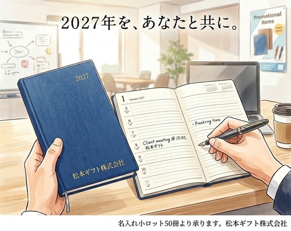 2027年度版名入れダイアリー 小ロット50冊より対応